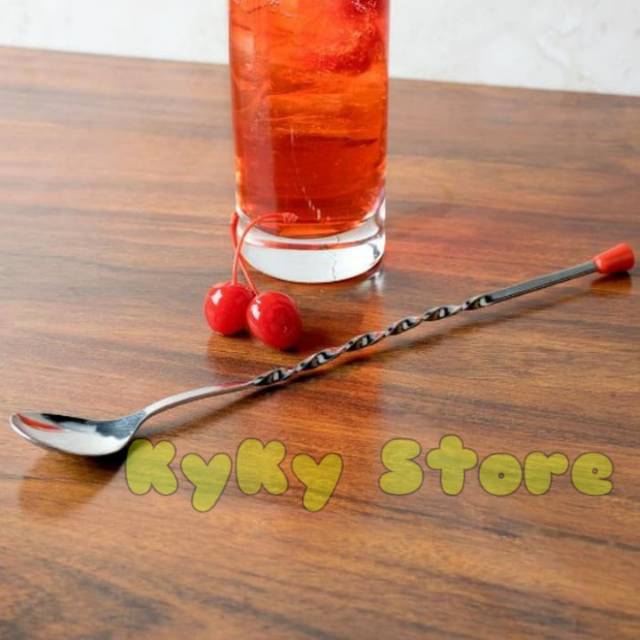 BAR SPOON RED KNOB 28ซม. - COCKTAIL SPOON