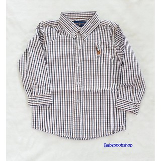 POLO : เสื้อเชิ๊ตแขนยาว ลายทางริ้วน้ำตาล
