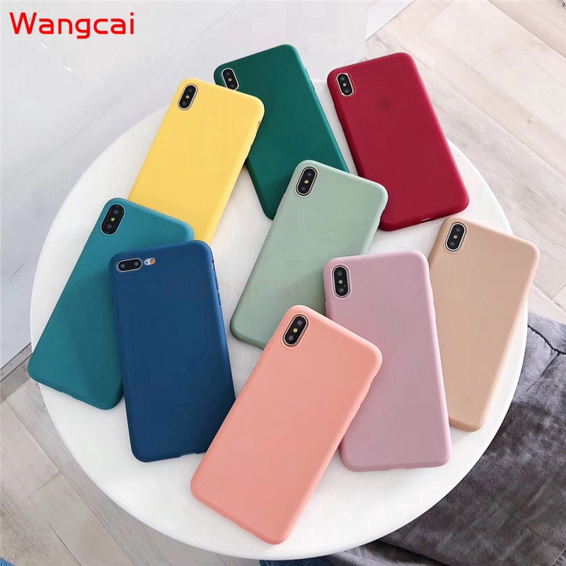 Xiaomi Redmi 7A 5 Plus Case สีลูกกวาดสีสันธรรมดา Matte Fresh Simple น่ารักซิลิโคนอ่อนนุ่ม TPU Case C