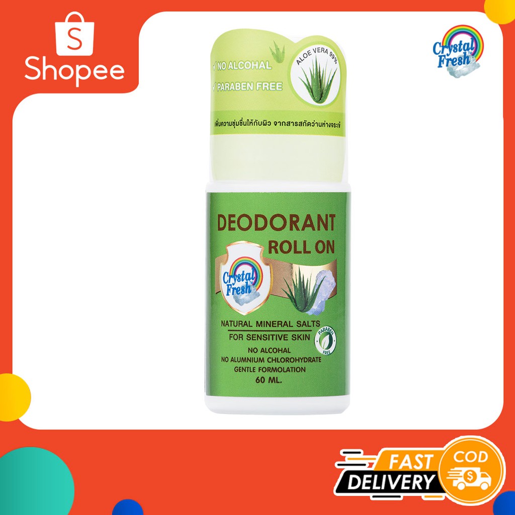 โรลออนระงับกลิ่นกาย สารส้มชนิดน้ำ สูตรว่านหางจระเข้ คริสตัล เฟรช 60ml. – โปรปัง