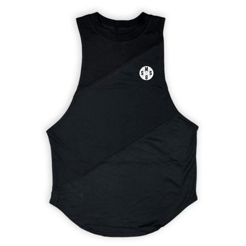 Muscleguys ใหม่ยี่ห้อเสื้อแขนกุดฤดูร้อนผ้าฝ้าย & ตาข่ายพิมพ์ O-คอ Tank Top Patchwork Gyms เสื้อผ้าเพาะกายเสื้อกล้าม