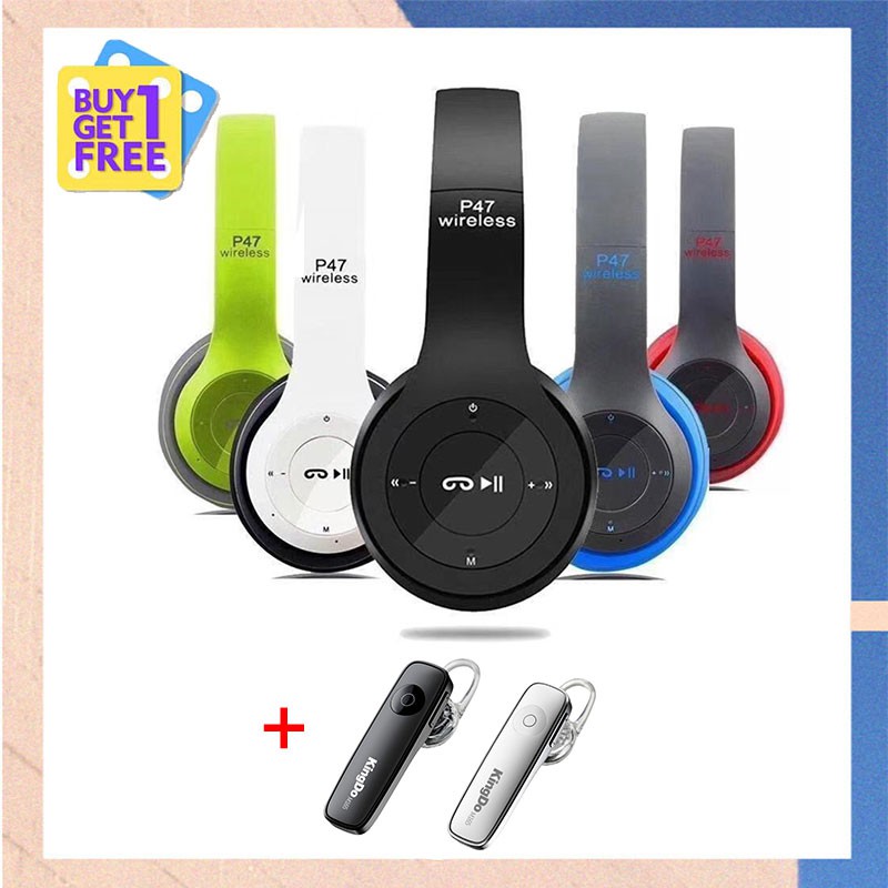 P47 หูฟังบลูทูธไร้สาย 3.5 มม.LT พร้อมหูฟังบลูทู ธ M165 ฟรี