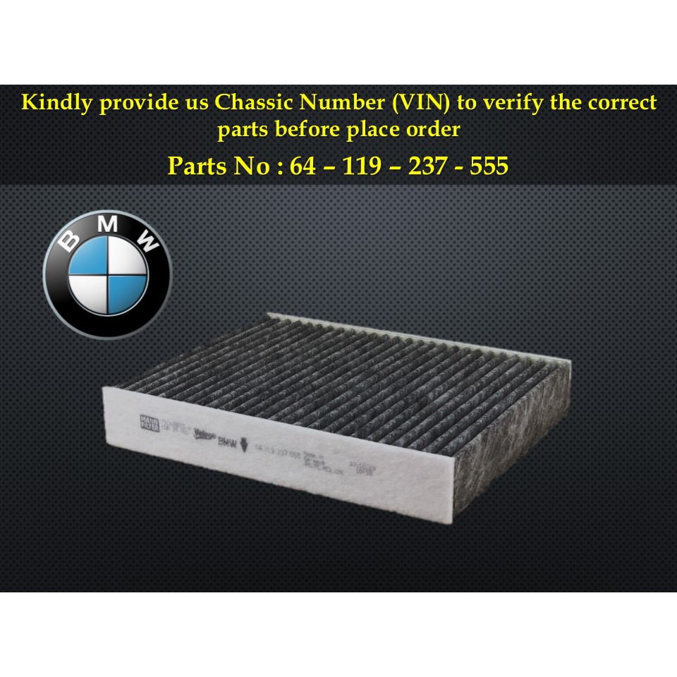 BMW - F22 F30 F80 M3 F82 M4 F87 M2 N20 N47 B46 S55 N55 B48 B58 Aircond Filter กรองแอร์ 64-119-237-55