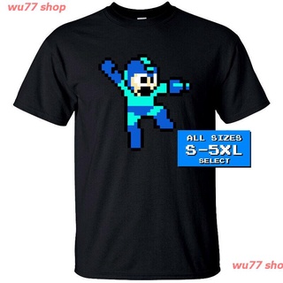 ผ้าฝ้ายคอกลมเสื้อยืดโอเวอร์ไซส์wu77 shop New Hot Fashion Tshirts Rockman Megaman 8 Bit Nes T Shirt Black 100% Cotton New