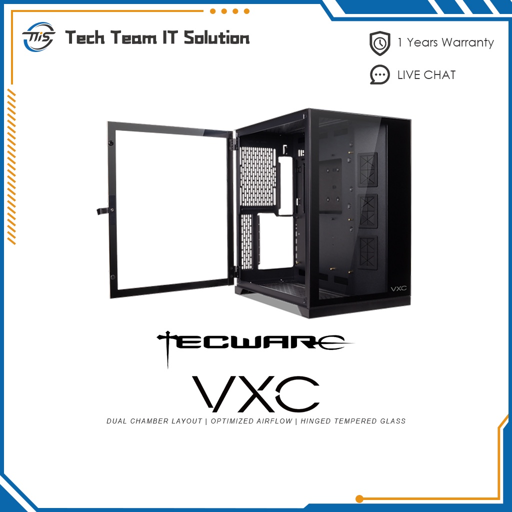 Tecware VXC TG DUAL TEMPERED GLASS ATX เคสเกมมิ่ง