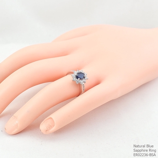 SKJewelryfactory แหวนเงินแท้ ฝังพลอยไพลินแท้ สไตล์น่ารัก ER02236-BSA