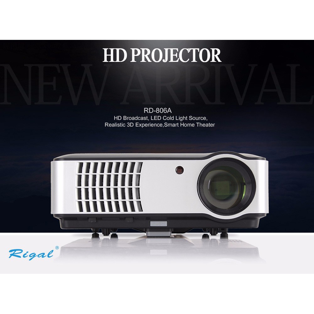 Rigal RD-806 โปรเจคเตอร์ LCD ขนาด 1280x800 พิกเซล ความสว่าง 2800 ANSI Lumens สีดำ