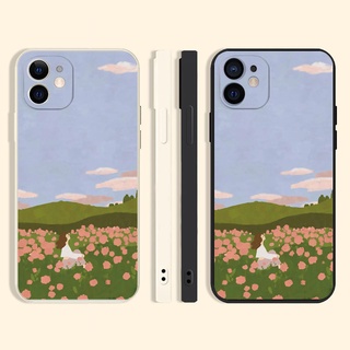 flower bush เคสไอโฟน 13 promax 8 11 12 13 pro max พลัส cute 7 8 plus se2020 phone case Xr Xs X max เคส นิ่ม