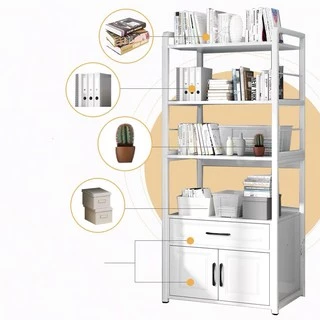 DUDEE ตู้หนังสือพร้อมชั้นวางของ สไตล์โมเดิร์น สำหรับตกแต่งห้องทำงาน โครงเหล็กแข็งเเรงทนทาน