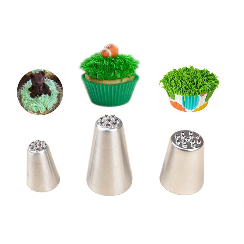 3 Pcs/Set Grass Cupcake Cake Icing Piping Nozzles Set Tips Pastry