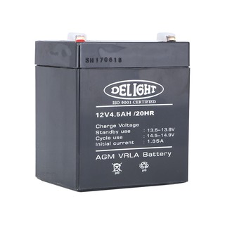 Dry battery DRY BATTERY DELIGHT 12V 4.5AH Emergency light torch Electrical work แบตเตอรี่แห้ง แบตเตอรี่แห้ง DELIGHT 12V
