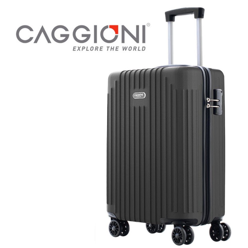 กระเป๋าเดินทางล้อลาก สีดำ Caggioni ขนาด 24 นิ้ว หิ้วขึ้นเครื่องได้ ระบบล้อคู่