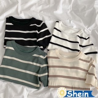 Shein🔥เสื้อยืดไหมพรมผู้หญิง  แขนสั้น ลาย เสื้อพรมแขนสั้น 95020