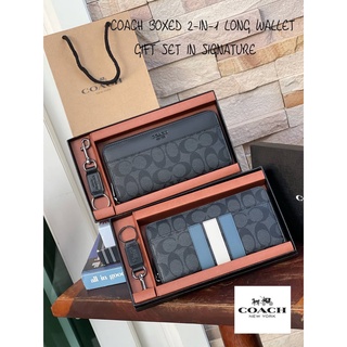 ชุดเซ็ทกระเป๋าสตางค์ COACH BOXED 2-IN-1 LONG WALLET GIFT SET IN SIGNATURE