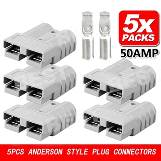 5ชิ้น Anderson Style อุปกรณ์ปลั๊กเชื่อมต่อ Dc Power Tool 50 Amp 6AWG 12-24V สําหรับเชื่อมต่อสายไฟ