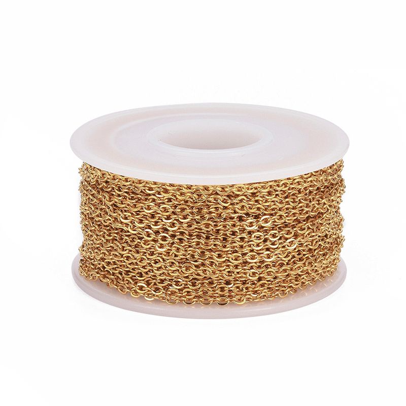 โซ่สเเตนเลส ชุปทอง  ยาว 1-5 ม. สีสเเตเลส ชุดทอง สําหรับทําสร้อยคอ กำไลข้อมือพวงกุญแจ DIY อื่นๆกำไลข้อเท้า พร้อมส่งจากไทย - รูปที่ 4