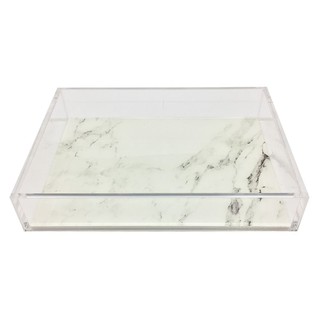 Other tableware ACRYLIC TRAY KECH MARBLE 33X26X4CM L WHITE Tableware Kitchen equipment อุปกรณ์บนโต๊ะอาหารอื่นๆ ถาดอะคริล