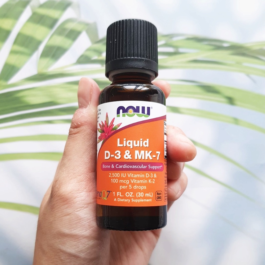 วิตามินดี3 & MK-7 สูตรน้ำ Liquid D-3 & MK-7 2,500 IU, 30 ml (Now Foods®)