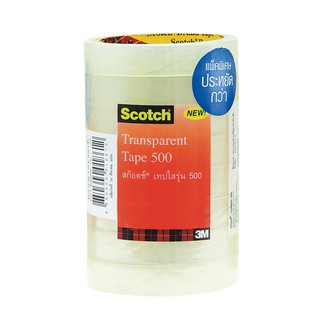 เทปใส แกน 3" 3/4 นิ้ว x 36 หลา แพ็ค8ม้วน สก๊อตช์ 500 Transparent core tape 3 "3/4 inches x 36 yards pack of 8 reels Scot