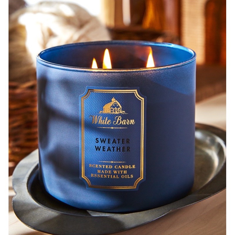 ✨Set3/6✨BBW เทียนหอม Bath&Body Works White Barn 3 Wicks Candle 411g.