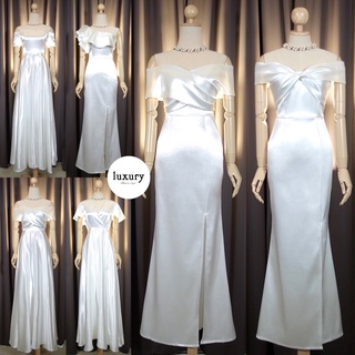 [LUXURY707] FN-Wedding dress : ชุดเจ้าสาว เนื้อผ้าเงา ชุดแต่งงานถ่ายพรีเวดดิ้ง สไตล์เกาหลีมินิมอล