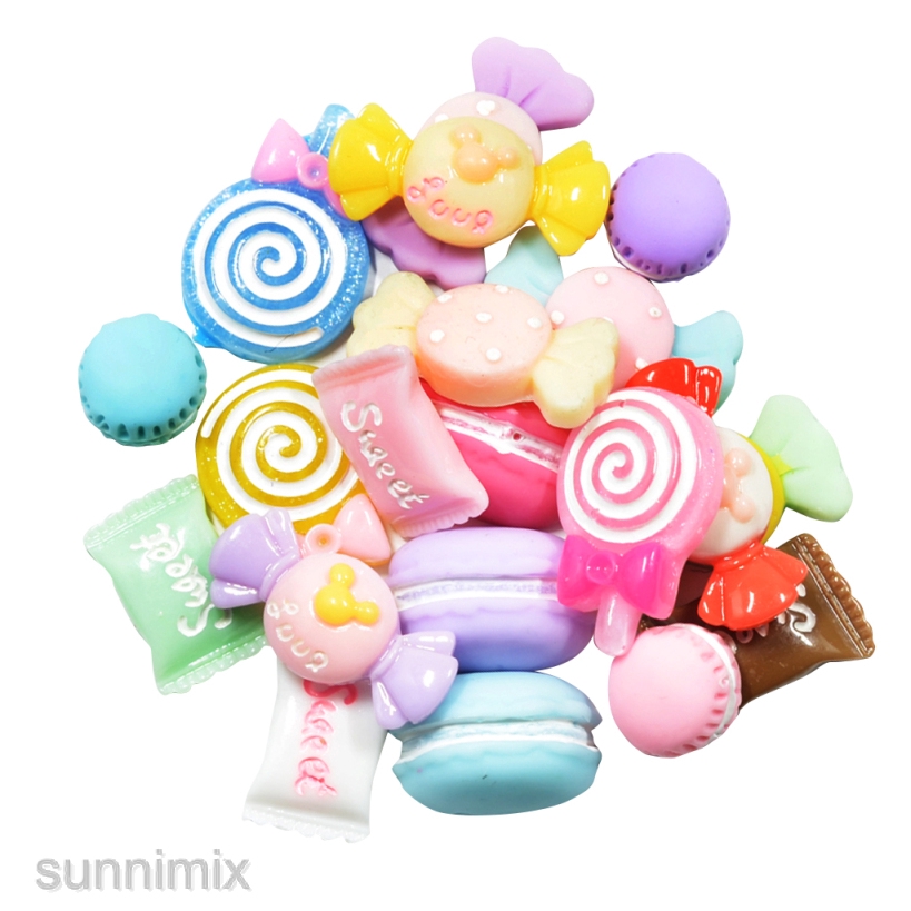 20 ชิ้นเรซิ่นน่ารักแบนกลับ Embellishment Cabochons Craft Decoden