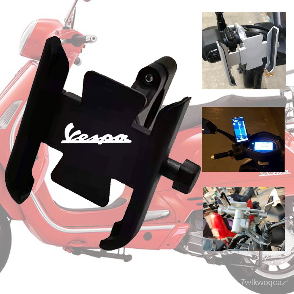 Support Téléphone Pour Guidon/Rétroviseur Moto - Aluminium CNC, Réglable 360°, Pour Piaggio Vespa