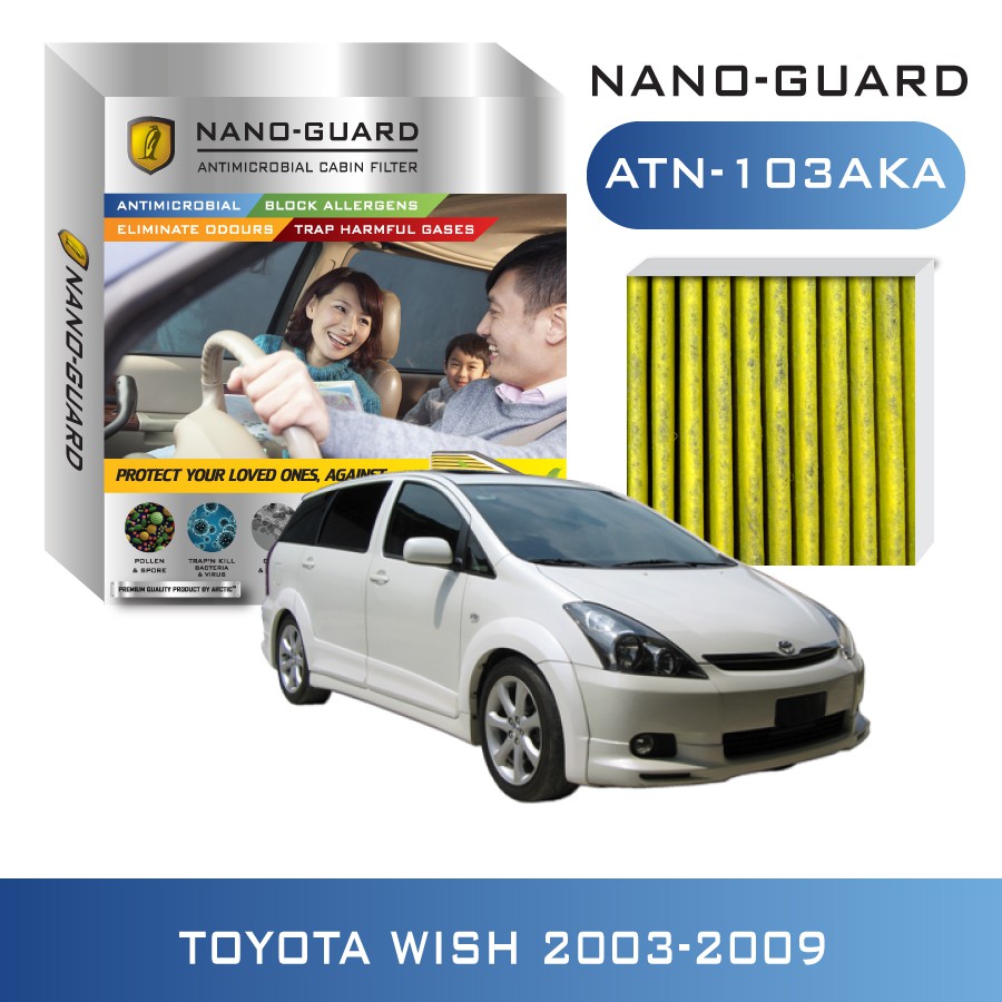 กรองแอร์ ARCTIC สำหรับ Toyota Wish ATN-103AKA รุ่น Nano-Guard (ฆ่าเชื้อโรค + ดูดกลิ่นเหม็น + ดักสารก่อภูมิแพ้)