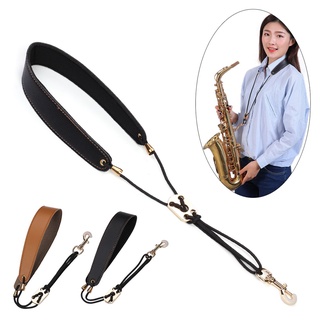 สายคล้องคอหนัง แซกโซโฟน 2 สี พร้อมตะขอหมุนโลหะ สําหรับ Alto Tenor Soprano Sax