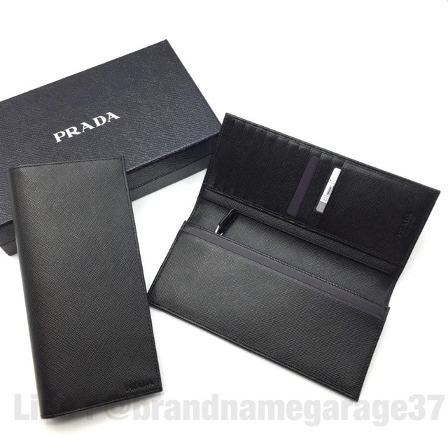 prada saffiano men's long wallet