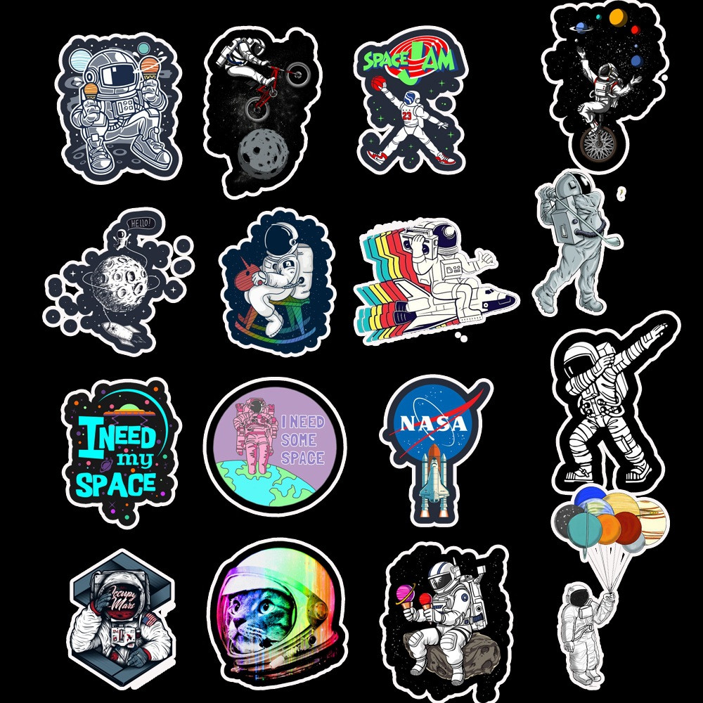 50Pcs Outer Space Astronaut Stickers For Travel Suitcase Skateboard ...