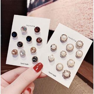 Fulllove 1Set 10Pcs เข็มกลัดสตรีดอก Rhinstones Blossom Brooch Xmas Gift Pearl Brooch มี10สี รุ่นXZ005