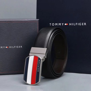 พร้อมกล่องและถุงกระดาษ กระเป๋าสตางค์เข็มขัดผู้ชาย เข็มขัดหนัง Tommy Hilfiger แท้ ของขวัญ สุดคุ้ม สีดำ (stock)