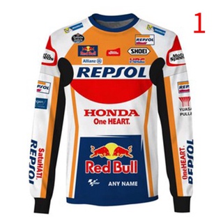 เสื้อกีฬาแขนยาว แบบแห้งเร็ว ลาย Honda Red Bull Racing MOTO สําหรับขี่จักรยานวิบาก