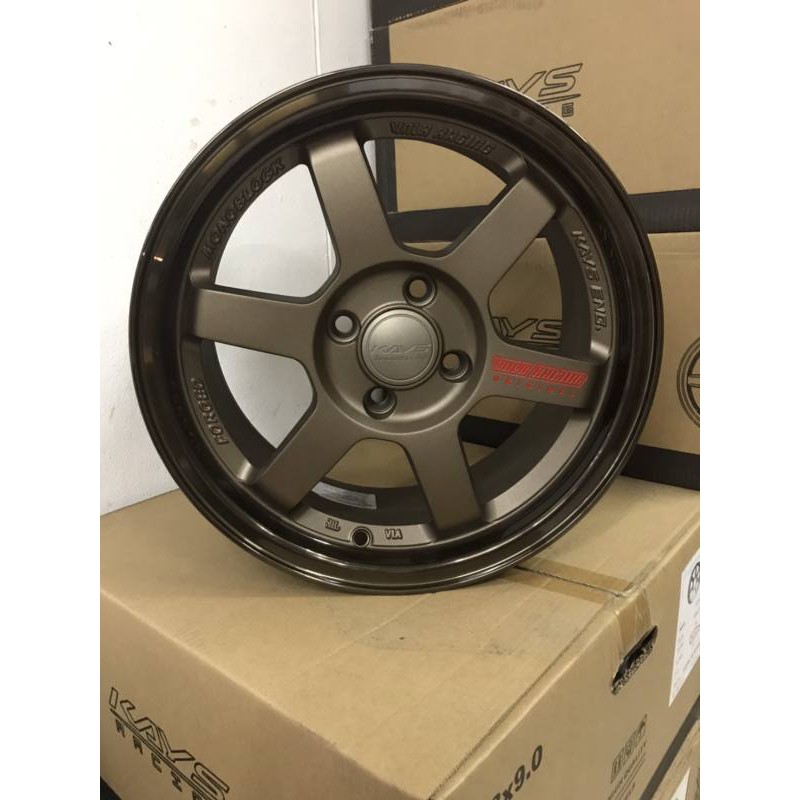 ล้อแม็กใหม่ TE37 น้ำตาล หยอดแดง งาน KAYS ขอบ15" 4 รู