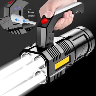 ไฟฉาย Led พลังงานสูงไฟฉายสี่หัวไฟฉายแบบชาร์จ Usb ไฟฉายตั้งแคมป์