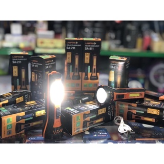 LAMPTAN ไฟฉาย LED พลังงานแสงอาทิตย์ Solar Flashlight 3 in 1 ไฟฉายและไฟตะเกียงพร้อมที่ชาร์จ USB เป็นพาวเวอร์แบงค์ในตัว