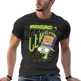 Nzkj【พร้อมส่ง】เสื้อยืด ผ้าฝ้าย 100% พิมพ์ลาย Invader Zim I Love This Cereal แนวสตรีท พลัสไซซ์ สําหรับผู้ชายสามารถปรับแต่