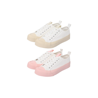 KANGOL Sneaker unisex รองเท้าผ้าใบ รุ่น Macaron ผูกเชือก สีครีม, ชมพู 61221603