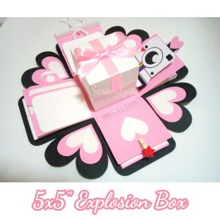 🎁🎉 กล่องของขวัญไซส์ใหญ่ 5x5" Black n Pink Explosion Box ✨