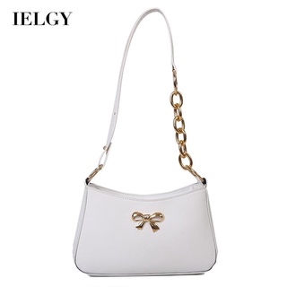 IELGY womens bow solid color niche fashion shoulder bag