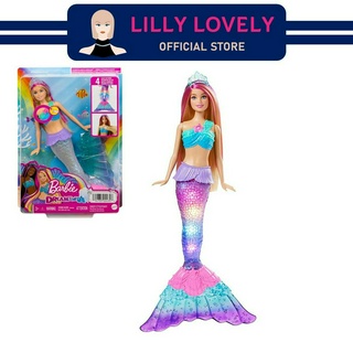 Barbie Dreamtopia Mermaid ตุ๊กตาบาร์บี้นางเงือก พร้อมหางมีไฟเมื่ออยู่ในน้ำ ผมลายเส้นสีชมพู รุ่น HDJ36