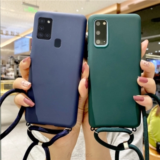 Samsung Galaxy A6 A8 Plus A9 2018 เคสสายคล้อง สร้อยคอโซ่ สายคล้อง เคสโทรศัพท์มือถือ ปลอกเชือก แฮนด์ฟรี