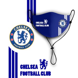 หน้ากากผ้า แมส ผ้า ผู้ใหญ่ มีสายคล้องคอ ลาย เชลซี สีน้ำเงิน Chelsea