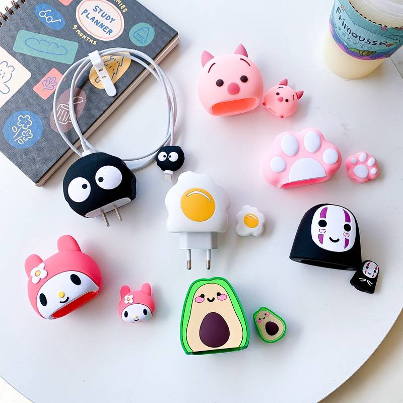 เคสป้องกันสายชาร์จ USB TPU แบบนิ่ม ลายการ์ตูน Melody Avocado No Face man สําหรับที่ชาร์จ 18W 20W