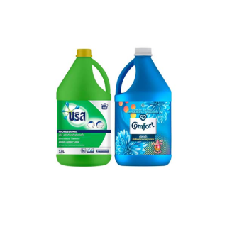 บรีส ผลิตภัณฑ์ซักผ้าชนิดน้ำ 3.8ลิตร+ คอมฟอร์ท น้ำยาปรับผ้านุ่ม อัลตร้า สีฟ้า 3.3 ลิตร