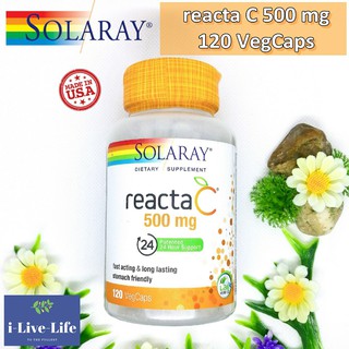 โซลาเลย์ วิตามินซี สูตรอ่อนโยนต่อกระเพาะอาหาร reacta-C 500 mg 120 VegCaps - Solaray