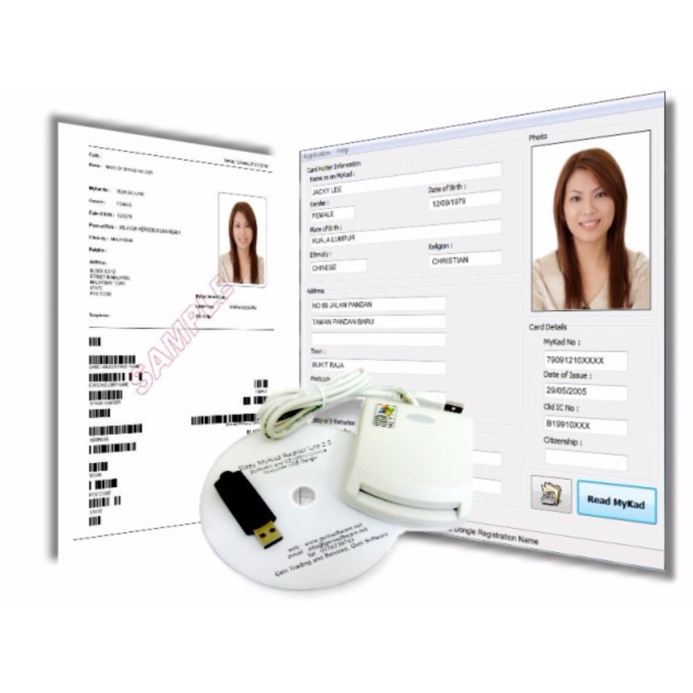 Mykad Reader / Smart Card Reader + ซอฟต์แวร์ (รับประกัน 1 ปี)