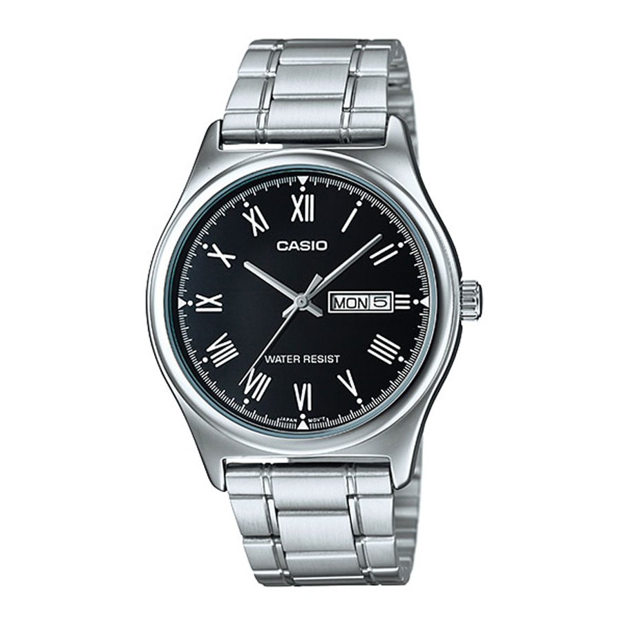 Casio Standard นาฬิกาข้อมือผู้ชาย สายสแตนเลส รุ่น MTP-V006,MTP-V006D,MTP-V006D-1B - สีเงิน