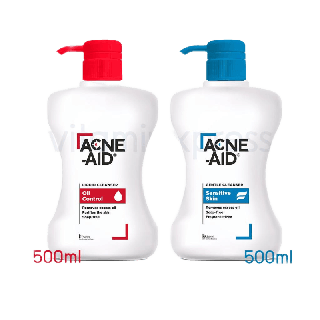 Acne-aid gentle cleanser 500ml สีฟ้า / liquid สีแดง acneaid acne aid 1แอคเน่เอด คลีนเซอร์ ทำความสะอาดผิวห